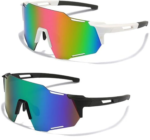 Schnelle Brille, Sport Sonnenbrille, Polarisiert Fahrradbrille, Sportbrille für Damen und Herre, Winddicht UV 400 Schutzbrille für Outdooraktivitäten Wie Radfahren (2pcs)