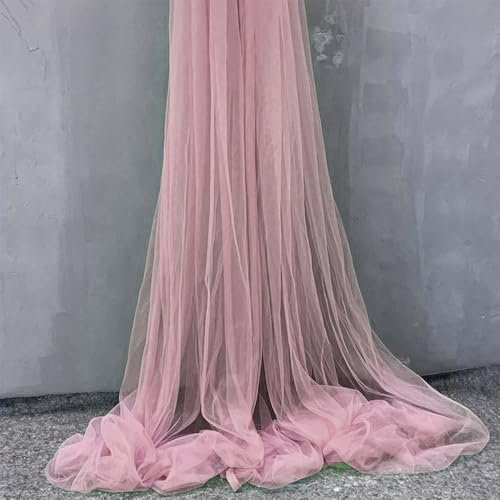 Anevous 5m x 150cm Tüllstoff zum Nähen, Soft Tüll Stoffe Meterware, Netzstoff Dekostoff zum Dekorieren, Tülldekostoff Drapierstoff für Hochzeit Vorhänge Kleid Tüllrock Torbogen Zeremonie Deko,Altrosa