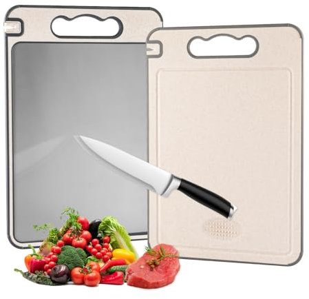 Doppelseitiges Titan-Schneidebrett für Fleisch und Gemüse, robust, kratzfestes Netzdesign für die getrennte Handhabung von Fleisch und Gemüse,cuttingboard