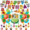 Number Birthday Decorations, 40PCS Blocks Party Decorations With Happy Birthday Banner Balloons Cake Topper Cupcake Toppers Spiral Decorations, Blocks Birthday Party Supplies for Kids Baby Shower