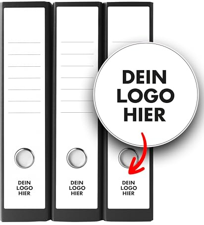 Ordnerrücken Etiketten selbst gestalten – 9 Aufkleber mit Logo – selbstklebend für Ordner A4 breit – Klebeetiketten als Rückenschilder für Ordner – Untergrund scheint nicht durch - WEISS