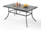 PHI VILLA Outdoor Patio Garden Dining Table for 6 Person Rectangular Garden Table with Parasol Hole E-Coating Steel Frame and Slat Tabletop Weather Resistant Black