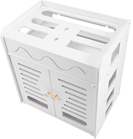 Hemobllo Router Storage Box Cable Organizer Double Door Heat-resistant Wall Rack