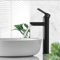 XWIHTR Rubinetti per lavabo e bagno caldi e freddi in acciaio inox, con risparmio idrico silenzioso e senza gocciolamento per bagno, lavabo, piccoli rubinetti da cucina (nero - alto)