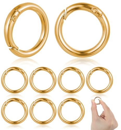 Ouligay 10 Stück Rund Karabiner 35mm O Ring Karabiner Runde Karabinerhaken Klein Schlüsselring Gold Metall Key Ring Clip Schlüsselbund Zubehör für Taschen Bastelarbeiten Handwerk Machen