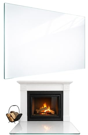 TMK ArtDeko Placa de vidrio de base transparente de vidrio ESG – Protección contra chispas para tu estufa de leña - 52x45 cm