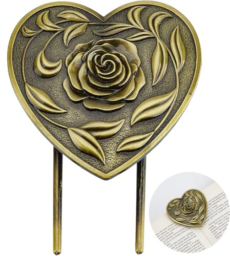 craspire Lesezeichen Im Vintage Stil Herz Liebes Design Metall Antik Bronze Geben Sie Ihre Hände Frei Seitenhalter Für Tagebücher Bücher Geburtstagsgeschenk Für Buchliebhaber Büroangestellte Leser