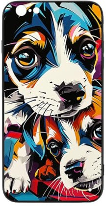 CRIVOTA Hülle Für iPhone 6/6S - Ganz Neues Graffiti Hund-Design, Glas-Rückseite + TPU, Kratzfest, Perfekte Passform, Nach Militärstandard Getestet, Handyhüllen Für Jungen Und Mädchen