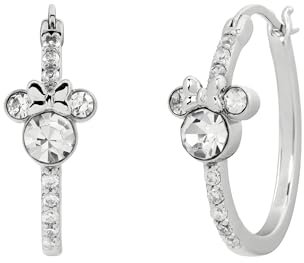 Minnie-Maus-Ohrringe, versilbert, mit Steinen, Einheitsgröße, Sterling Silber, Kein Edelstein