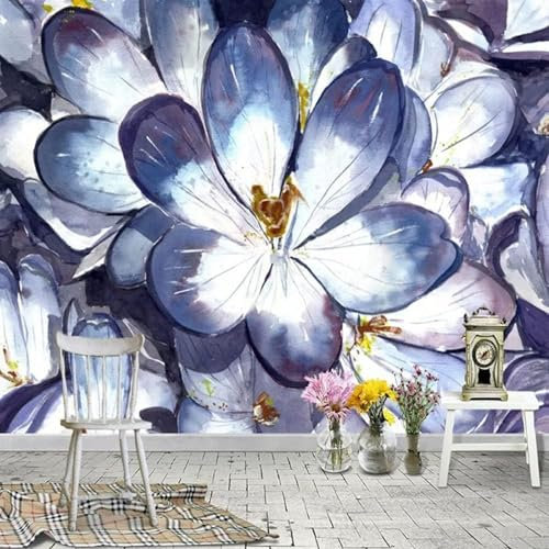 Sala De Estar Fondo Pintura De Pared Flores Moradas Flores Paisaje Mural Moderno Dormitorio-300Cm×210Cm