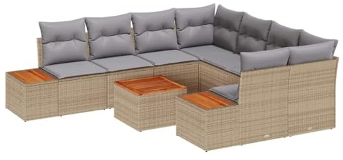 vidaXL Garten-Sofa-Set 9 STK. Beige Poly Rattan