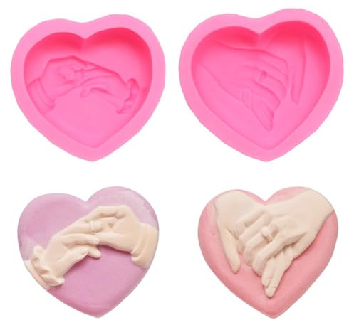 Rersduyt 2 PCS 3D Heartshaped Mold Red Silica Gel DIY Love Symbol Art Candle Plaster Soap Resin Chocolate Mold