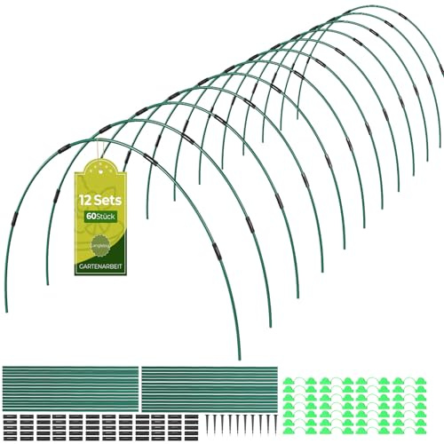 MQHUAYU 40 Pcs Pflanztunnel Bögen,155x65cm Folientunnel für Hochbeet | 106 Teile Set, Frühbeet Tunnel, DIY Pflanzenunterstützung für Garten Reihenabdeckung, Schutz für Pflanzen, Obst und Gemüse