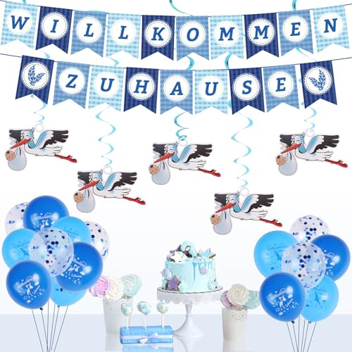 Willkommen Zuhause Baby, Storch Geburt für Draussen, Welcome Home Luftballon, Herzlich Willkommen Girlande, Wilkommensdeko Zuhause Baby- & Kleinkinderzimmer Home Deko Herzlich Willkommen
