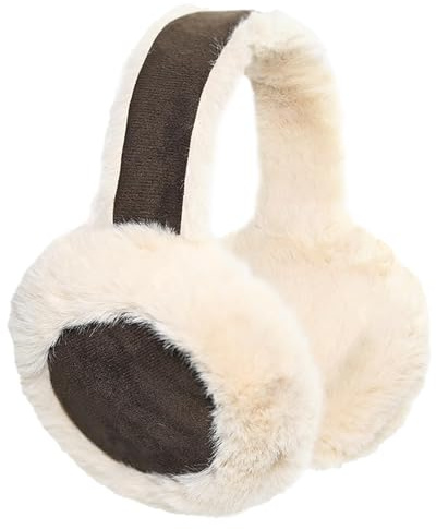 SEDEX Öronmuffar kvinnor, öronmuffar vinter vikbar öronvärmare mjuk lurvig öronvärmare för flicka termiskt öronskydd skidtillbehör för kallt väder, Kaffe+beige, en storlek