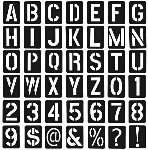 42 Stück 7.7cm Buchstaben Schablone Set, Symbol Zahlenschablonen aus PP, Wiederverwendbar DIY Buchstabenschablonen, für Wänden, Glas, Veranden, Stoff, Steinen, Schildern，Bastelarbeiten (Schwarz)