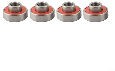 608 2RS Kugellager mit langer Platte, integriertes, abgeschirmtes Design für Skateboards, Inlineskates, Roller, Motor und industrielle Anwendungen (Rot, 4 Stück)