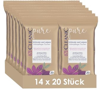 Cleanic Pure Intimate Intimpflegetücher 14 x 20 Stk. - Panthenol - Milchsäure - sanfte Reinigung - spülbar