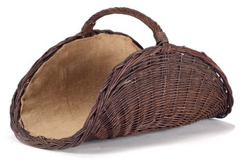 Cesta para leña de mimbre con juego de yute (700 x 280 x 500 mm)