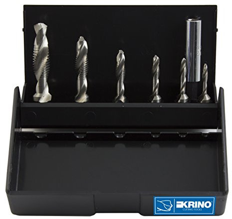 Krino 19020213 punta-maschio HSS avec queue hexagonale 1/4 pour acier et métaux, Set de 7 pièces