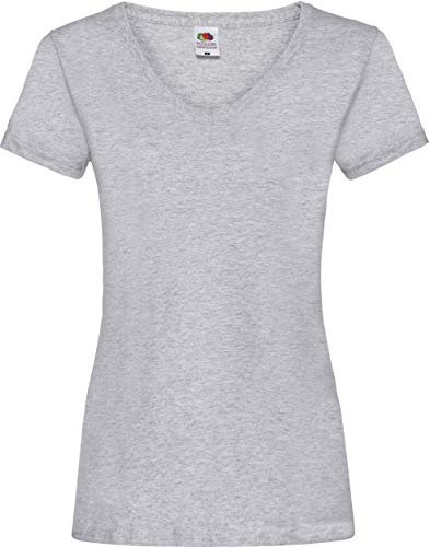 Fruit of the Loom Women's V-Neck Valueweight T-Shirt, Heather Grey, 8 (Manufacturer Size:X-Small) - B