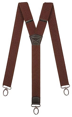 Olata Y Hosenträger mit Karabinerhaken – Frauen- und Herren Hosenträger – 4 cm. Braun
