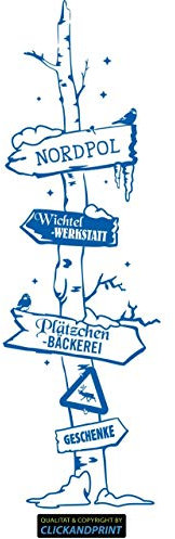 CLICKANDPRINT Aufkleber » Wegweiser Weihnachten, 70x21,8cm, Enzian • Wandtattoo/Wandaufkleber/Wandsticker/Wanddeko/Vinyl