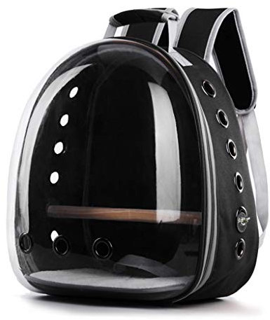 Luluspace Haustier Rucksack Raumkapsel, 360 ° Sichtfeld Tragbar Transportrucksack Transporttasche Tragetasche für Klein Haustier Papagei Hunde Katzen im Freien, Sicher & Atmungsaktiv (Schwarz)