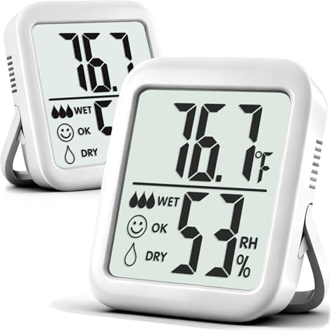 Antonki 2 Pack Room Thermometer for Home, Hygrometer Indoor Humidity Meter Gauge, Digital Temperature and Humidity Monitor Sensor for House, Terrarium, Incubator, Greenhouse - Battery Included
