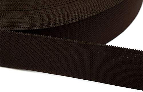 Jajasio 12 Meter Gummiband zum Nähen in 20 Farben elastische Band für Kleid Rock Hosen 18 - Dunkelbraun 25mm