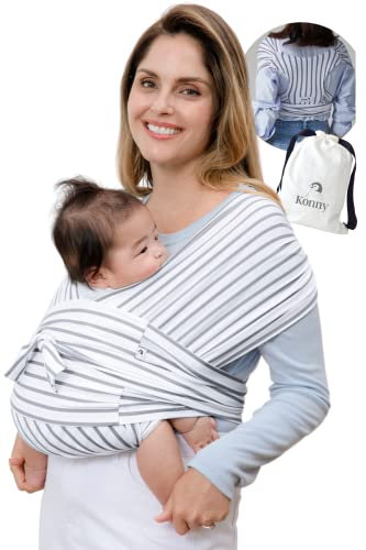 Konny Babytragetuch, elastisch, einfach zu tragen, Babytrage, wesentliche Stoffe, perfekt für Neugeborene bis 20 kg, (gestreift, 3XL)