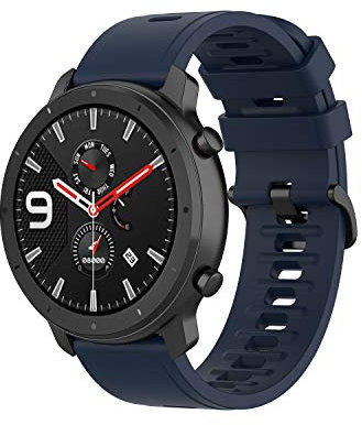 Yikamosi Compatibile con Amazfit GTR 47MM Cinturino,22MM Sgancio Rapido Silicone Chiusura in acciaio inossidabile Cinturino di Ricambio per GTR 47MM/GTR 2/GTR 2e,Blu notte