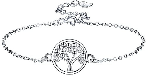 Lydreewam Arbre de Vie Bracelet pour Femme Argent Sterling 925 3A Zircone Cubique avec Boite Cadeau, Réglable 16 + 3cm