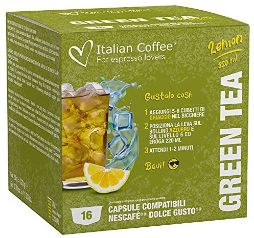 Italian Coffee 64 Capsule Green Tea Lemon Compatibile con Nescafé Dolce Gusto