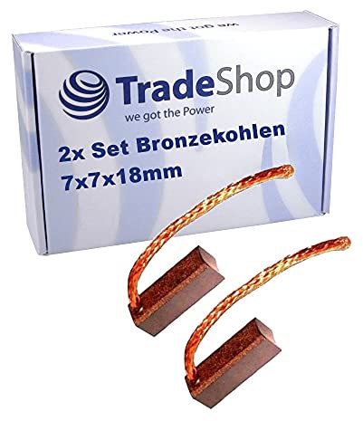 2x Trade-Shop Bronze-Kohlen Kohlebürsten 7 x 7 x 18mm 12-24 Volt für verschiedene KFZ-Motoren Rolltor Garagentor Antriebe Lichtmaschine Wasserpumpe