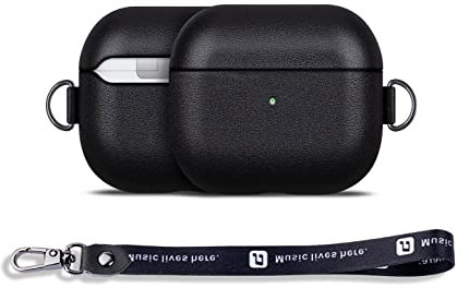 Haobobro [Nappa Series] AirPods 3 Hülle - Leder Hülle mit Trageband und Karabiner für AirPods 3. Generation - AirPods Schutzhülle Lederhülle - AirPods 3 Ledercase - AirPods 3 Leather Case - Schwarz