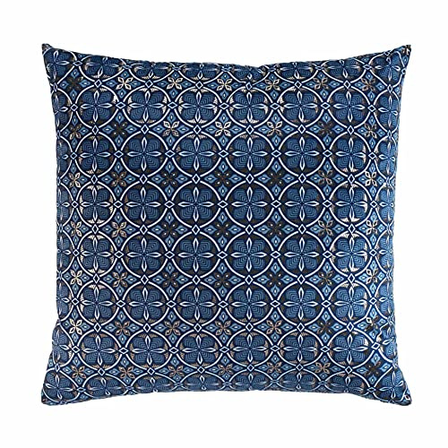 Douceur d'Intérieur, Kissenhülle, 60 x 60 cm, Joan, blau, Samt, Bedruckt, goldfarben