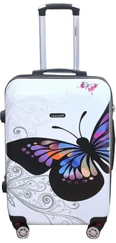 CELIMS - Valise Moyenne | Valise en Polycarbonates | 65 x 42 x 26 cm | 4 roulettes Doubles | Cadenas TSA | Blanc