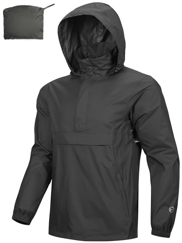 Outdoor Ventures Men's Rain Jacket Waterproof Lightweight Packable Rain Pullover for Hiking Golf Running