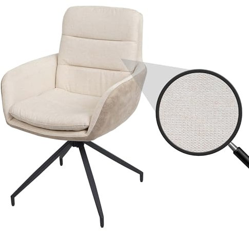 Mendler Esszimmerstuhl HWC-K32, Küchenstuhl Lehnstuhl Stuhl, drehbar Auto-Position, Stoff MVG - Creme-beige