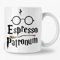 Switzer Kreations Tazza da caffè in ceramica, design patronum espresso, 325 ml, bianca, adatta al microonde, lavabile in lavastoviglie, divertente antipasto di conversazione per gli amanti del caffè