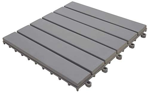 XIAOGUANG Terrassenfliesen 10 STK Balkonbodenbeläge Wetterfest, Terrassenplatten, Terrassendielen, Balkonboden, Bodenfliesen Im Außenbereich, Grau 30 x 30 cm Massivholz Akazie