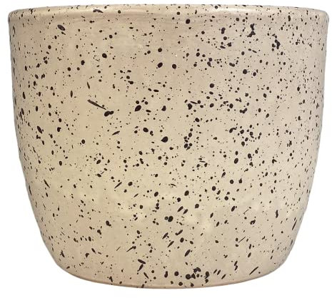 Meliflor Maceta Cerámica Redonda 18x13cm Blanco Estrellado Duraderas y Resistentes - Decoración - Hogar y Jardín - Artesanalmente Fabricado en España