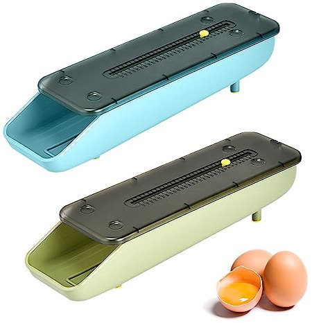 2 Stück Eierbox, Eierbehälter für Kühlschrank, Egg Dispenser, Eier Kühlschrank Organizer, Auto Scrollen Eier Behälter Mit Frischhaltemarkierung, für Kühlschrank Gefrierschrank Vorratskammer Küche