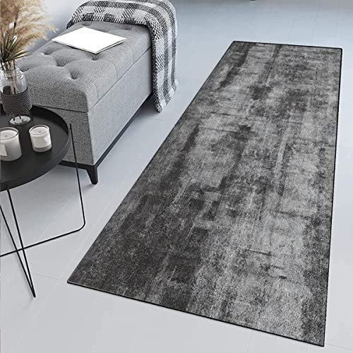 Siunwdiy Teppich Läufer Flur rutschfest 40x300cm Küchenläufer Waschbar Modern Anthrazit Korridor Teppichläufer Lang Küchenteppich Für Küche Wohnzimmer Schlafzimmer Teppichläufer Meterware Anpassbar
