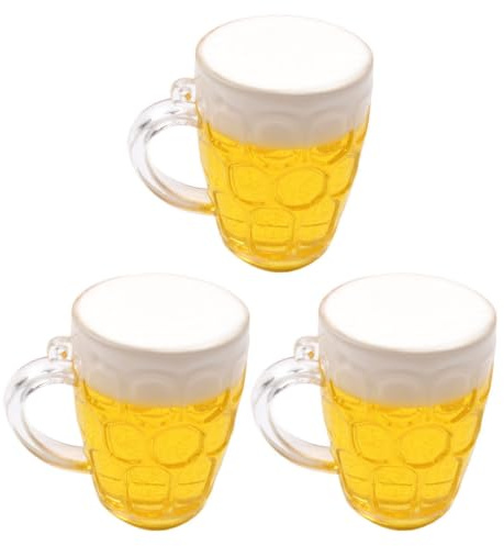 RORPOIR 3pcs Simulation Beer Glass Cake Ornaments for Father's Day Fun Yellow Decor for Birthday Parties Home Baking and Decorative Displays for and Friends