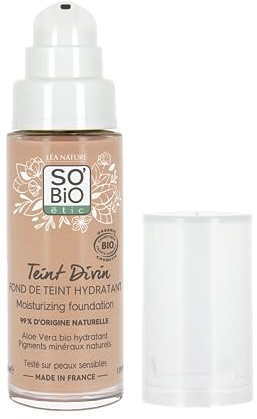 LÉA NATURE SO BiO étic| Fond de teint hydratant certifié Bio – Teint Divin | Beige rosé | Unifie le teint & Révèle l’éclat | Texture fondante – Fini satiné | Aloe vera bio|Vegan|Made in France|30 ml