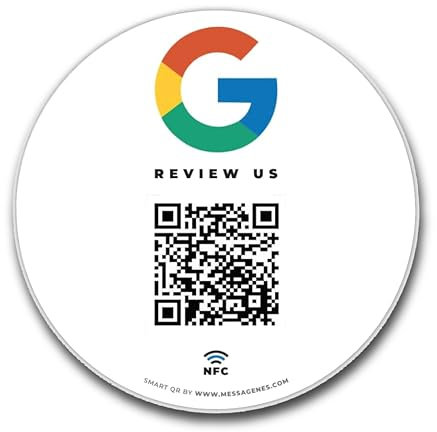 MESSAGENES | Aufkleber Google mit QR und NFC | Schilder Bewertung NFC und QR Code | 1 Runde Einheit | Google Review | Bewertungen in 1 Klick | Erhöht Bewertungen in Google Ihrer Business
