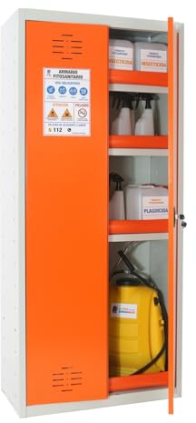 Simon Rack Pflanzenschutzschrank Homologiert, Metall, Grau, 1800x800x400 | Chemischer Pestizidschrank, 1800 x 800 x 400 mm, 1800 x 800 x 400 mm, Grau/Orange, Korrosionsschutzfarbe