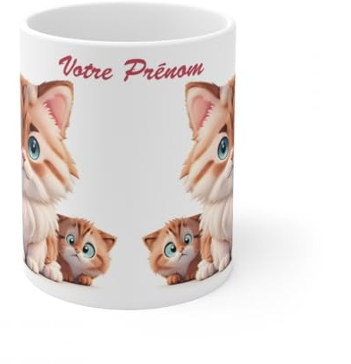 Jm-Déco Mug personnalisé personnalisable Chats avec prénom ou petit texte - Idée cadeau - Mug original pour Enfant ou Adulte (Chats)